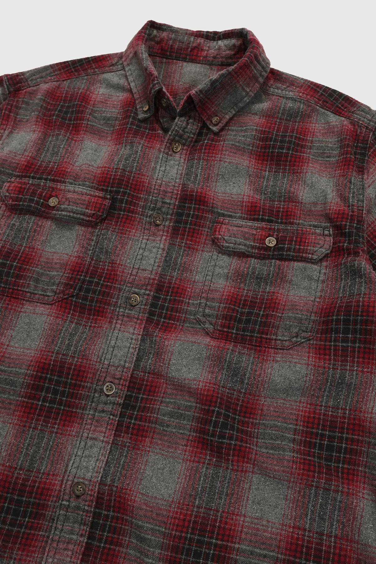 Vintage Short Sleeve Cuttoff Flannel Button-Down Shirt Image 3