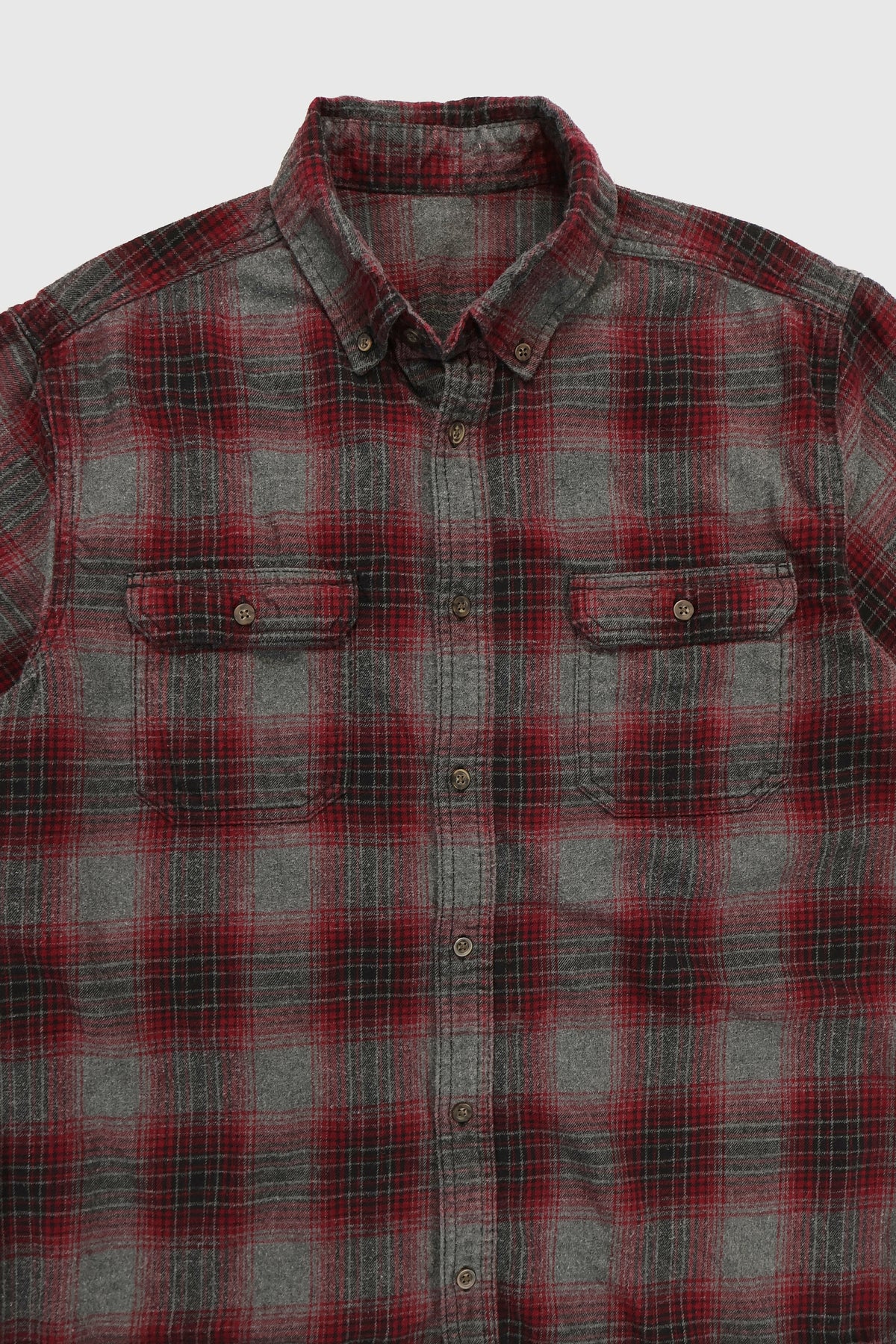 Vintage Short Sleeve Cuttoff Flannel Button-Down Shirt Image 1