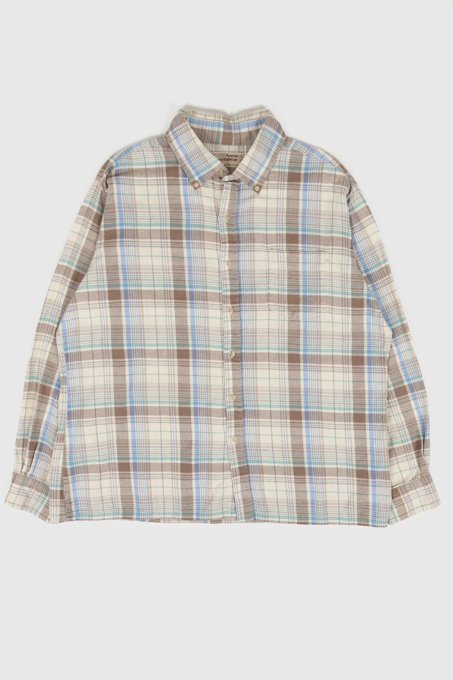 Vintage Plaid Flannel Button-Down Shirt