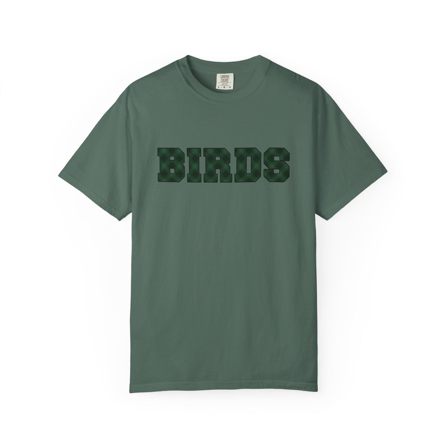 Birds Plaid Block Font Graphic Tee