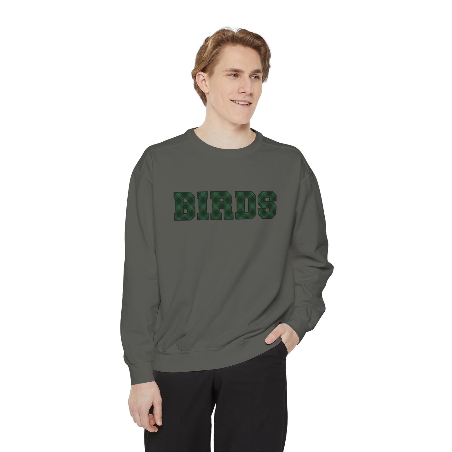 Birds Plaid Block Font Sweatshirt