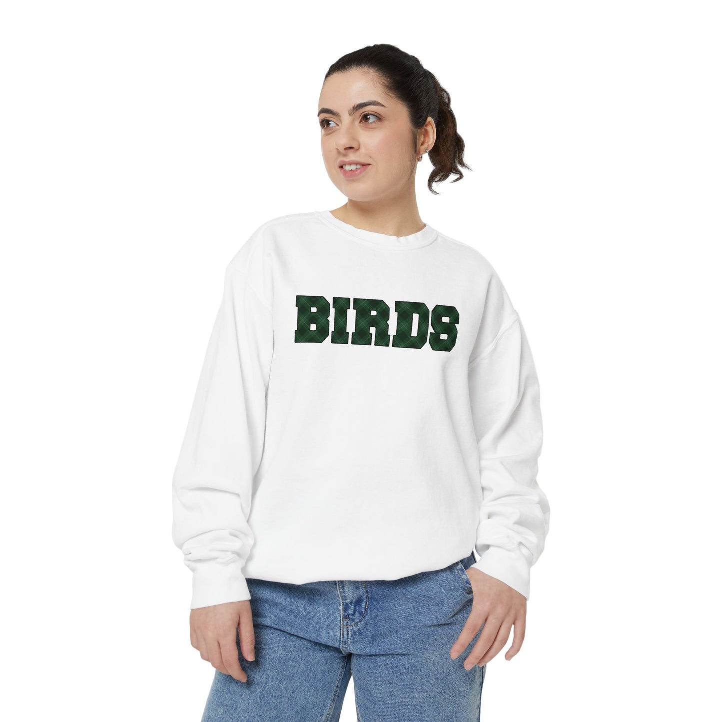 Birds Plaid Block Font Sweatshirt