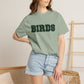 Birds Plaid Block Font Graphic Tee