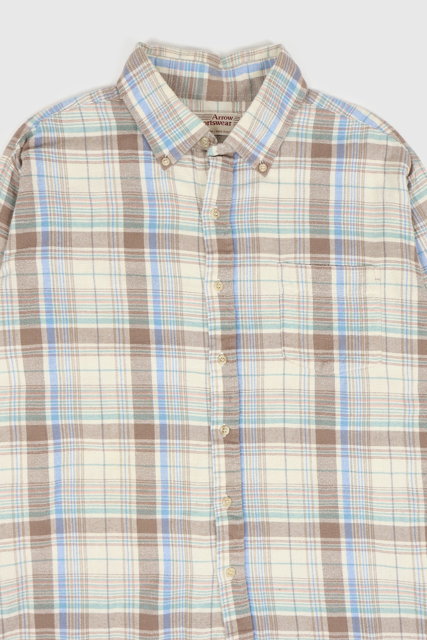 Vintage Plaid Flannel Button-Down Shirt