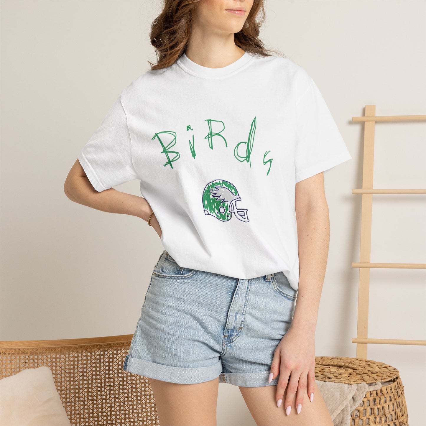 Birds Football Helmet Graphic T-Shirt