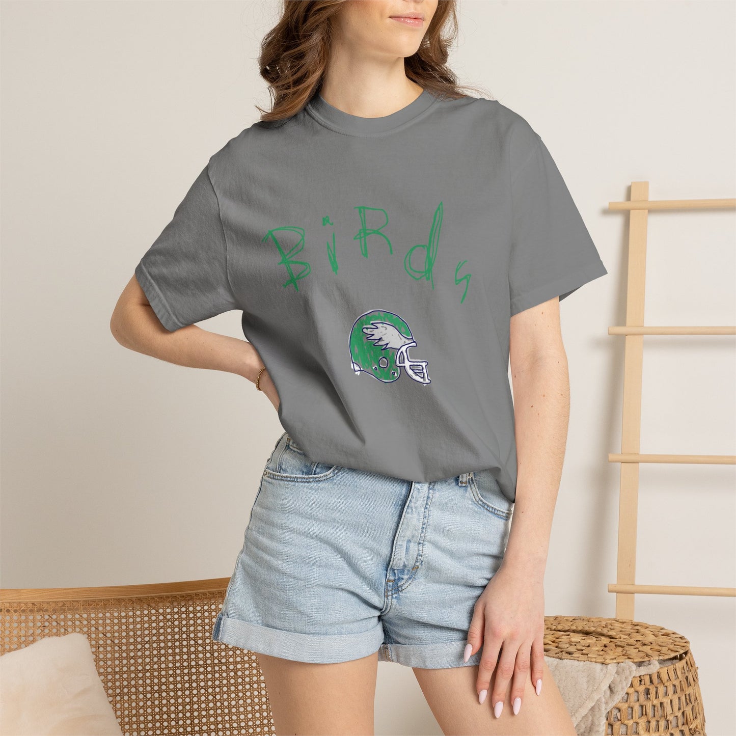 Birds Football Helmet Graphic T-Shirt