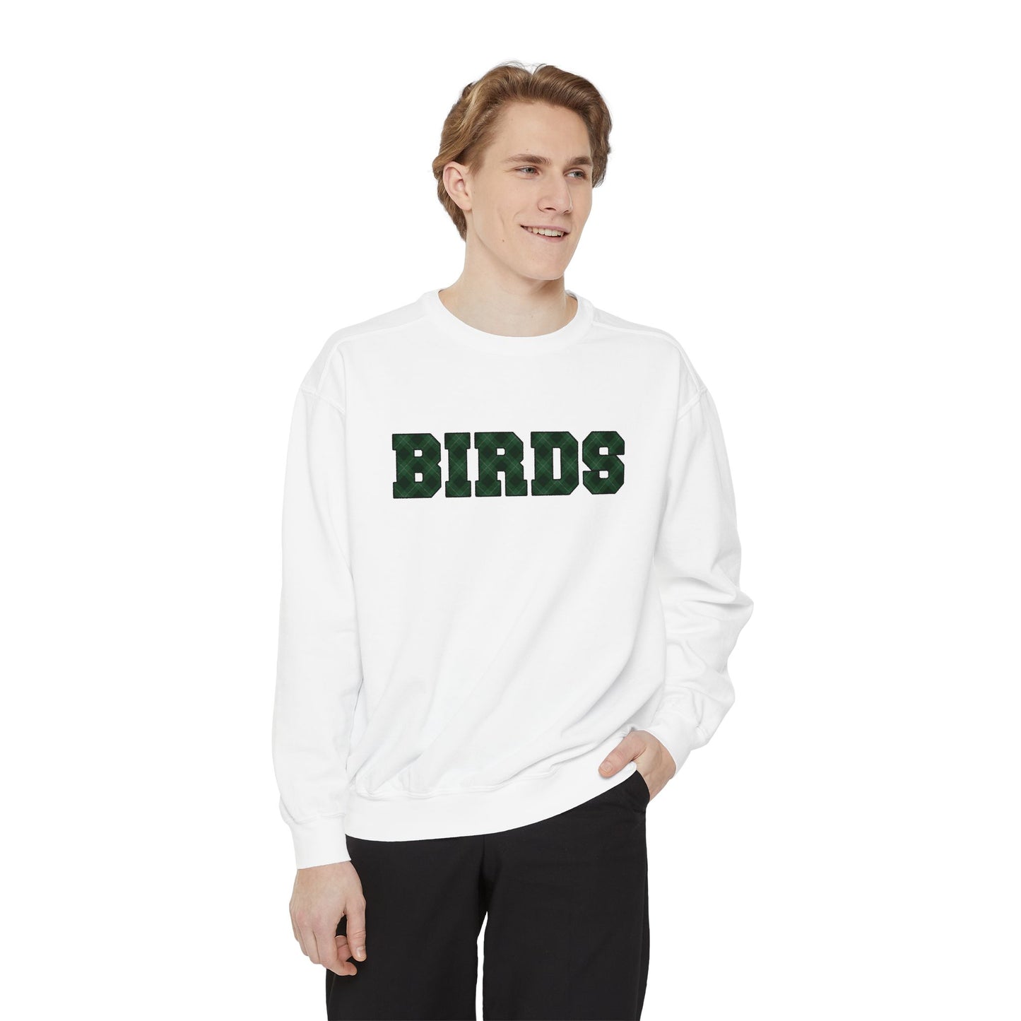 Birds Plaid Block Font Sweatshirt