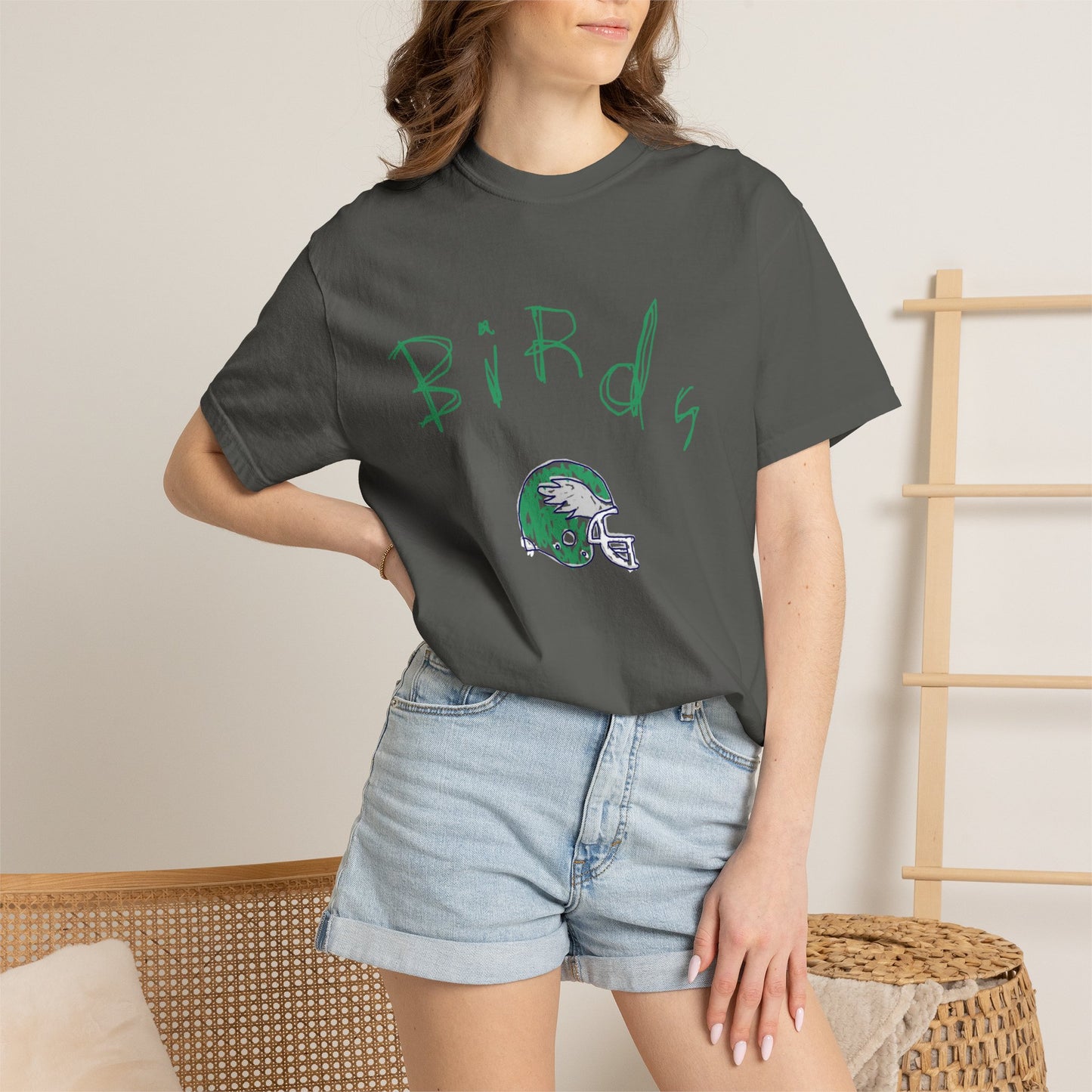 Birds Football Helmet Graphic T-Shirt