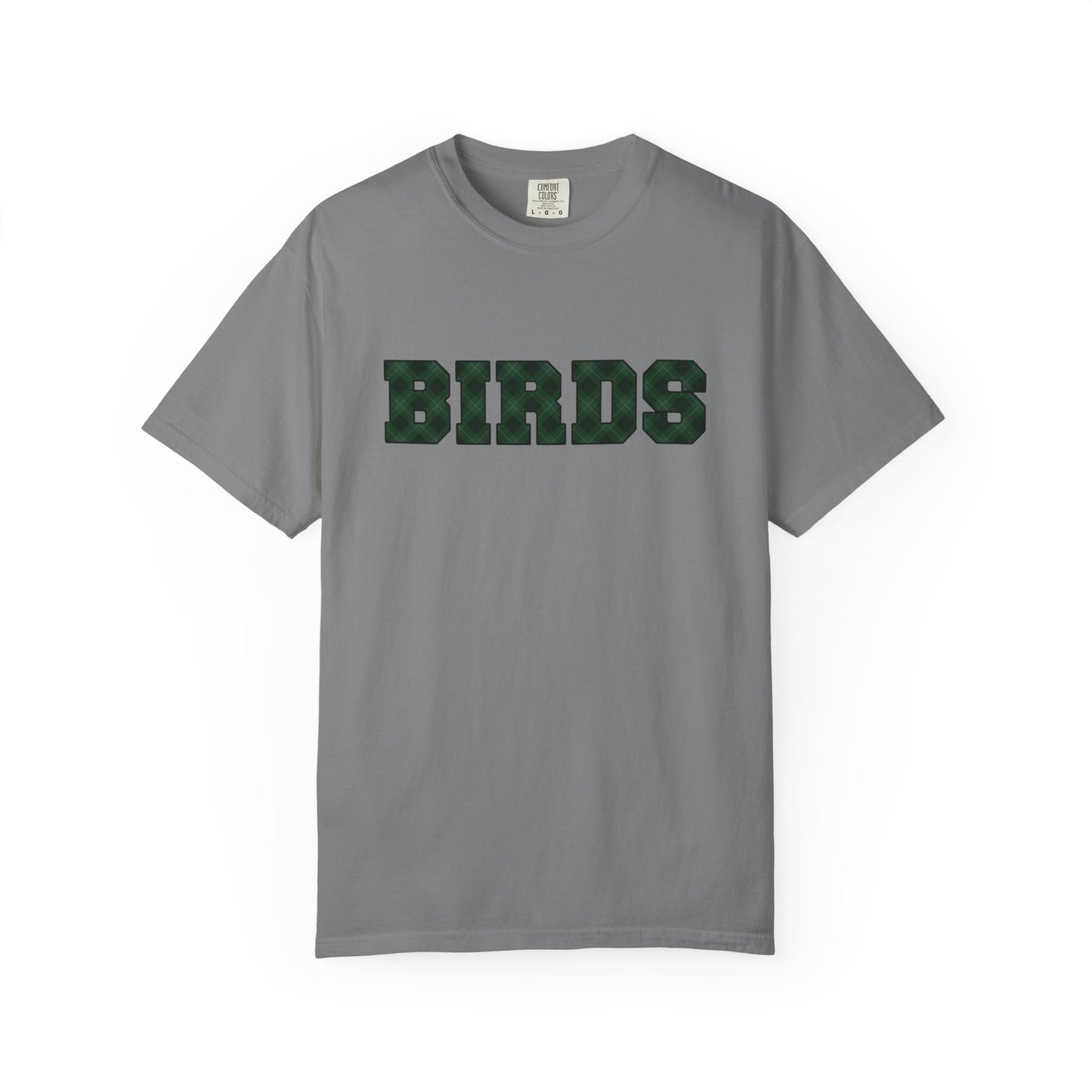Birds Plaid Block Font Graphic Tee
