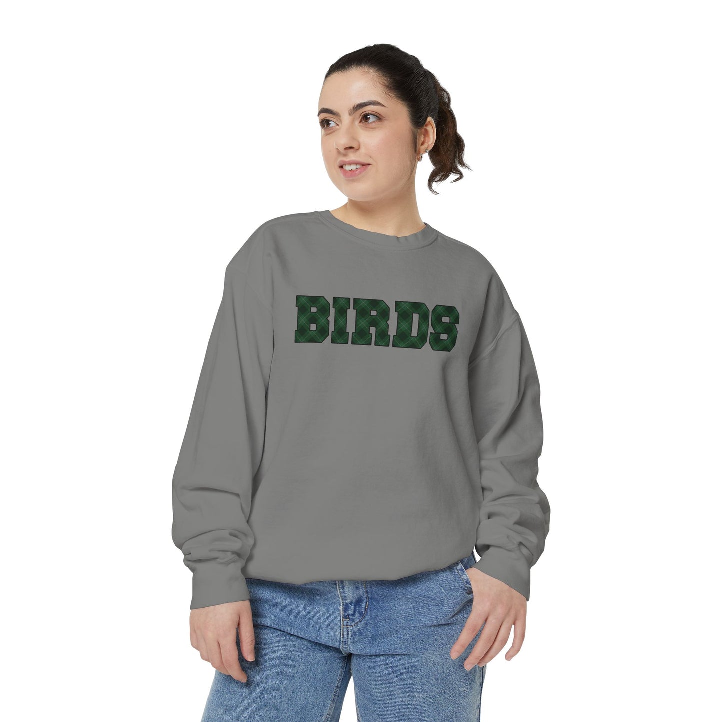 Birds Plaid Block Font Sweatshirt