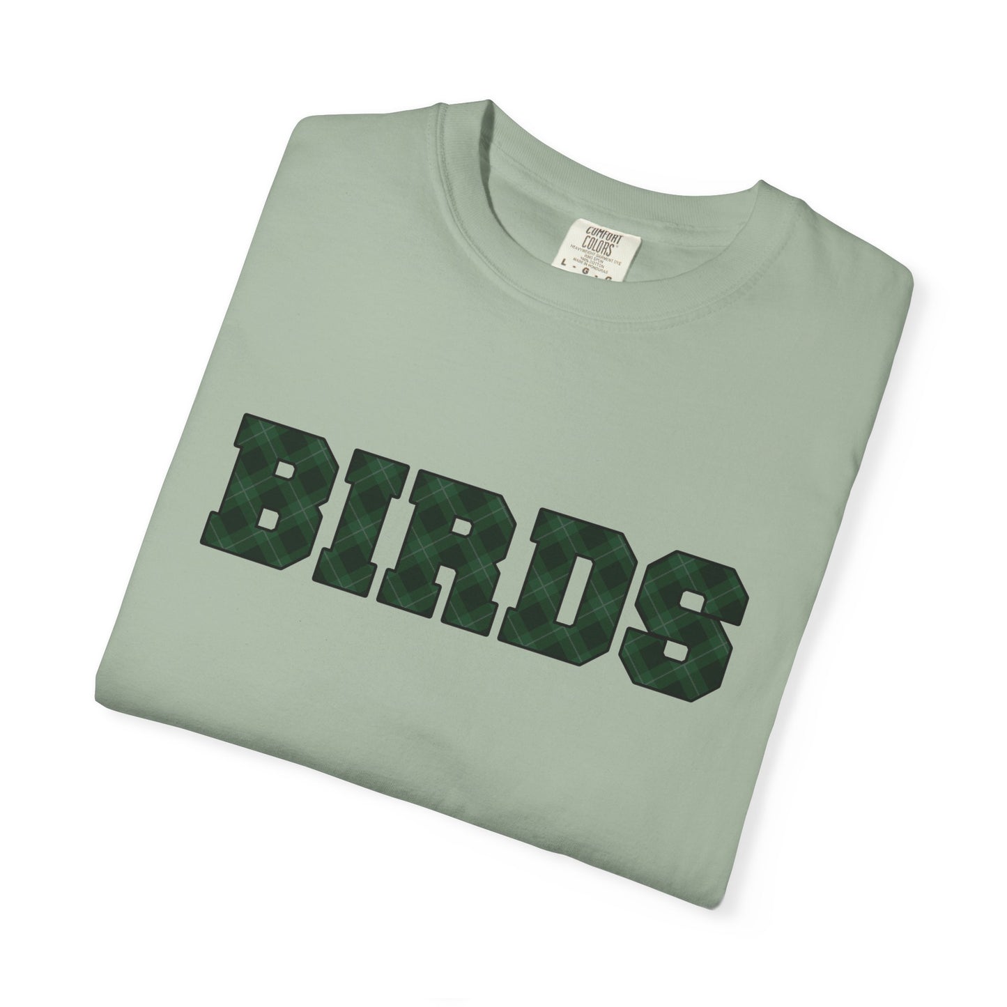 Birds Plaid Block Font Graphic Tee