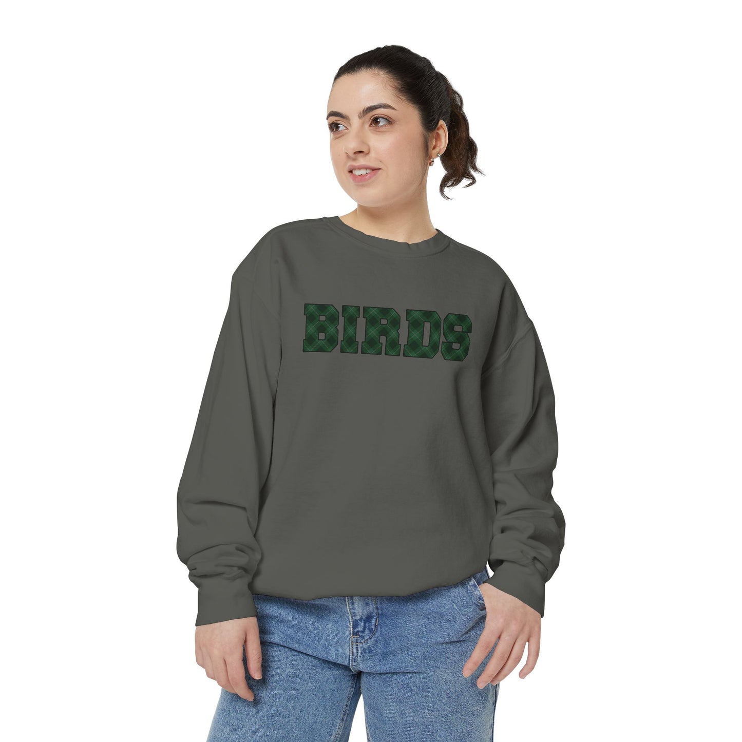 Birds Plaid Block Font Sweatshirt