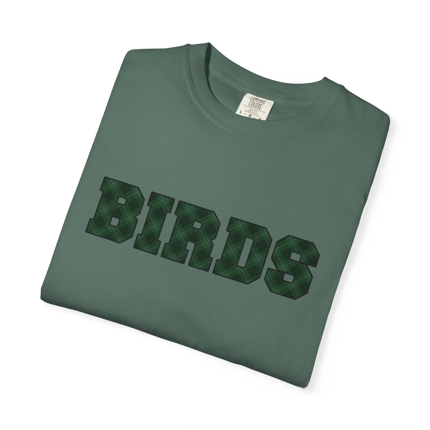 Birds Plaid Block Font Graphic Tee