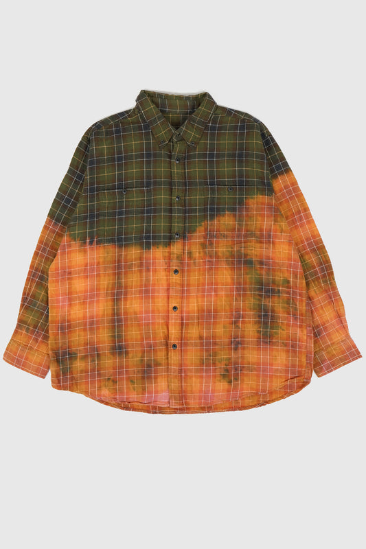 Vintage Green Plaid Flannel Button-Down Shirt