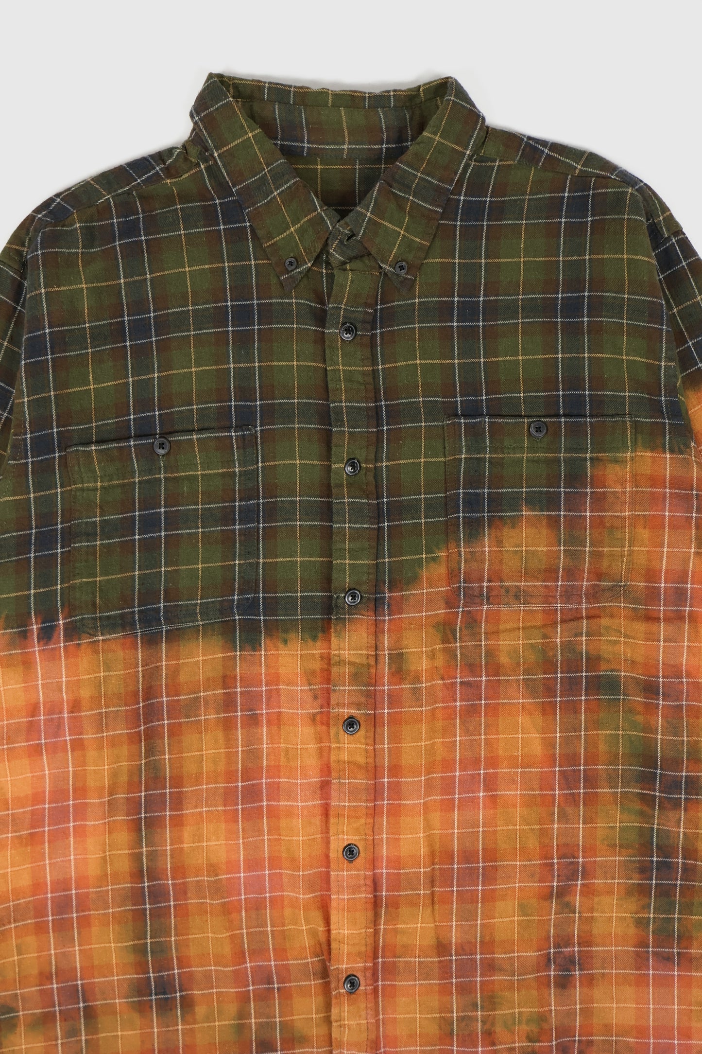 Vintage Green Plaid Flannel Button-Down Shirt