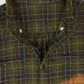 Vintage Green Plaid Flannel Button-Down Shirt