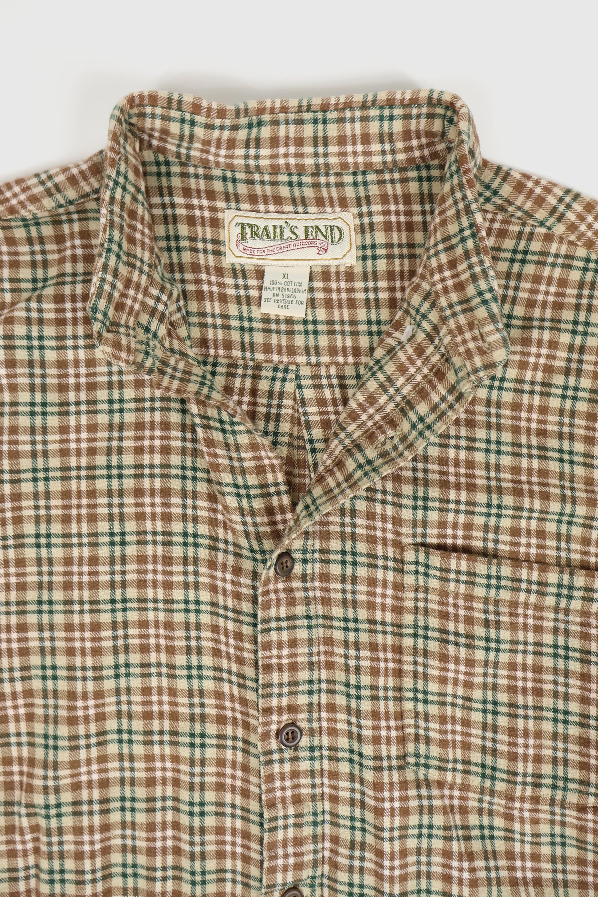 Vintage Brown Plaid Flannel Button-Down Shirt Image 2