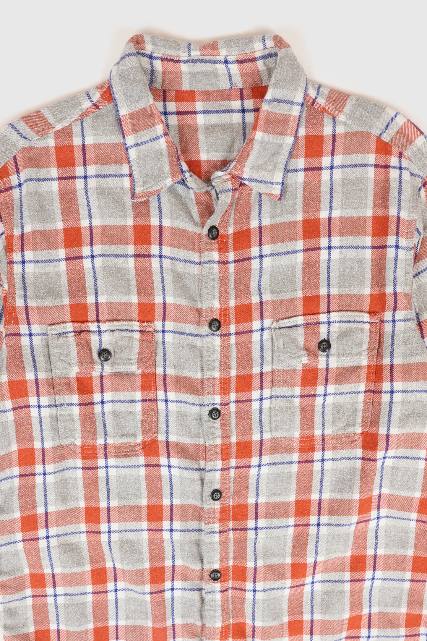 Vintage Grey Plaid Flannel Button-Down Shirt Image 1
