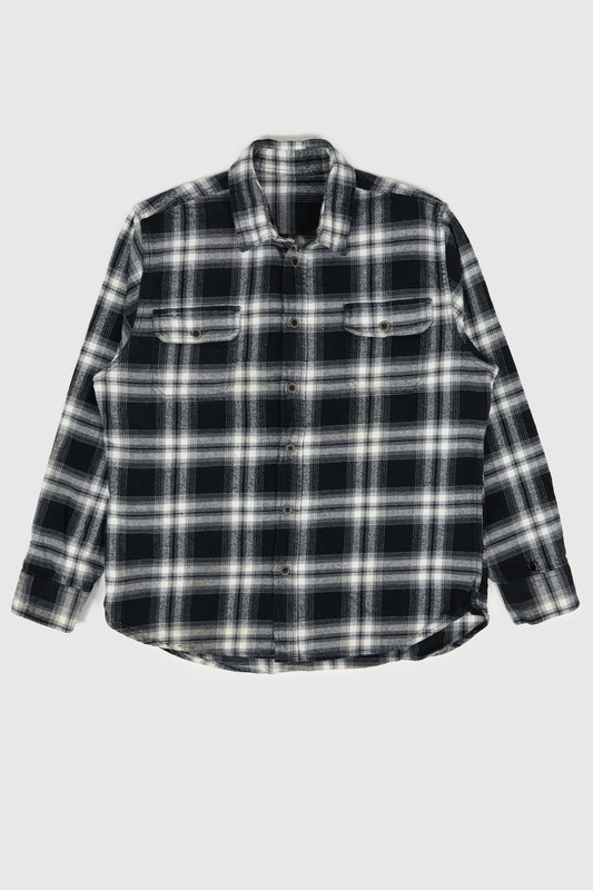 Vintage Black Plaid Button-Down Shirt