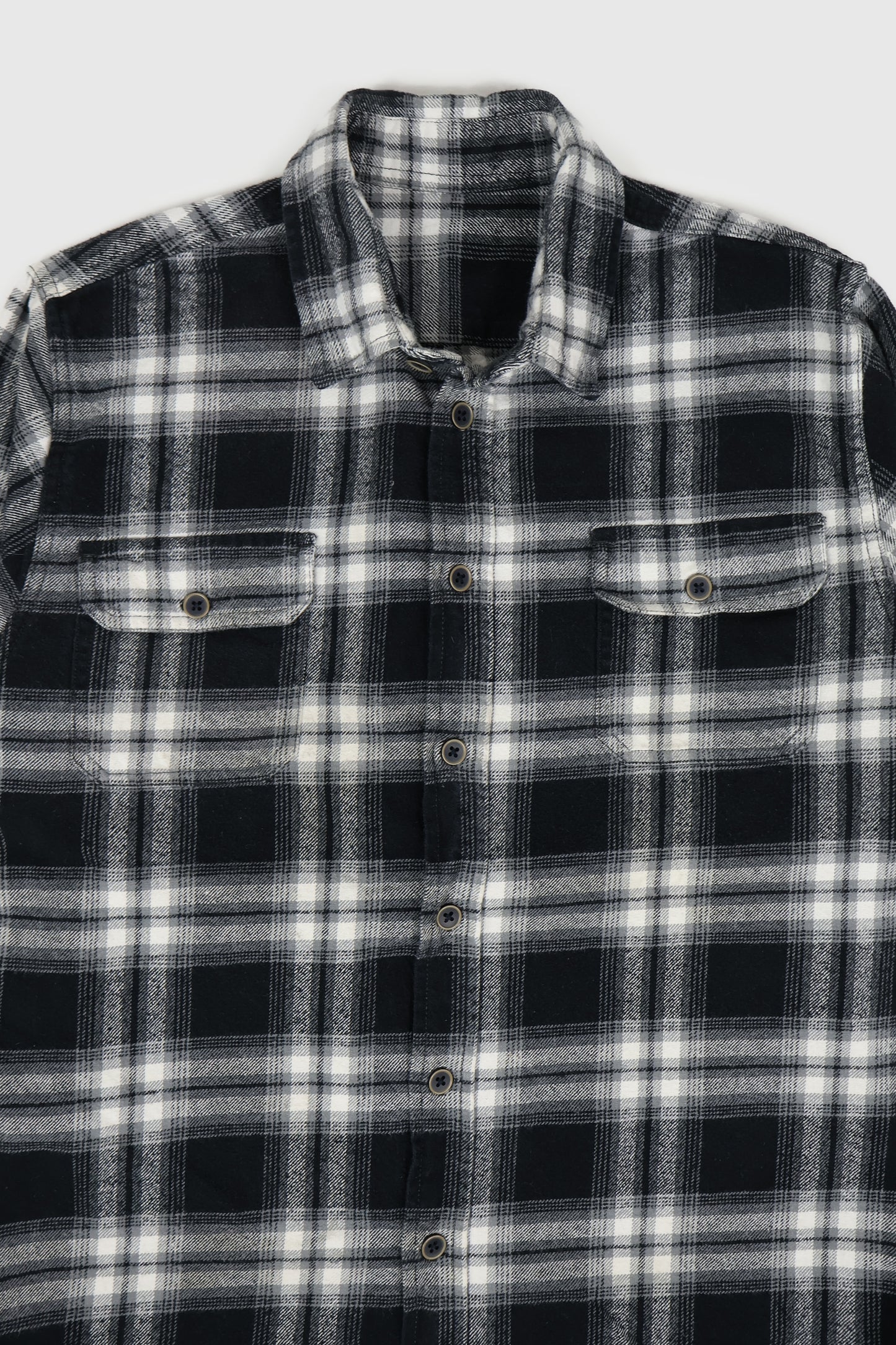 Vintage Black Plaid Button-Down Shirt