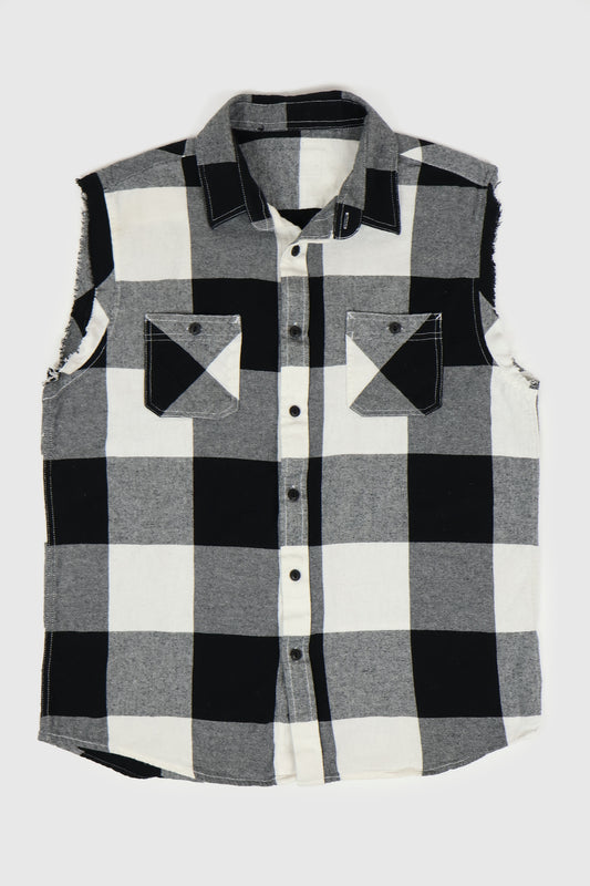 Vintage Sleeveless Plaid Button Down Shirt 01