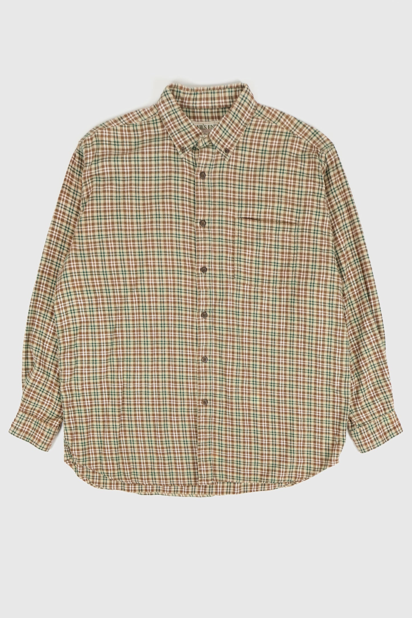 Vintage Brown Plaid Flannel Button-Down Shirt Image 0