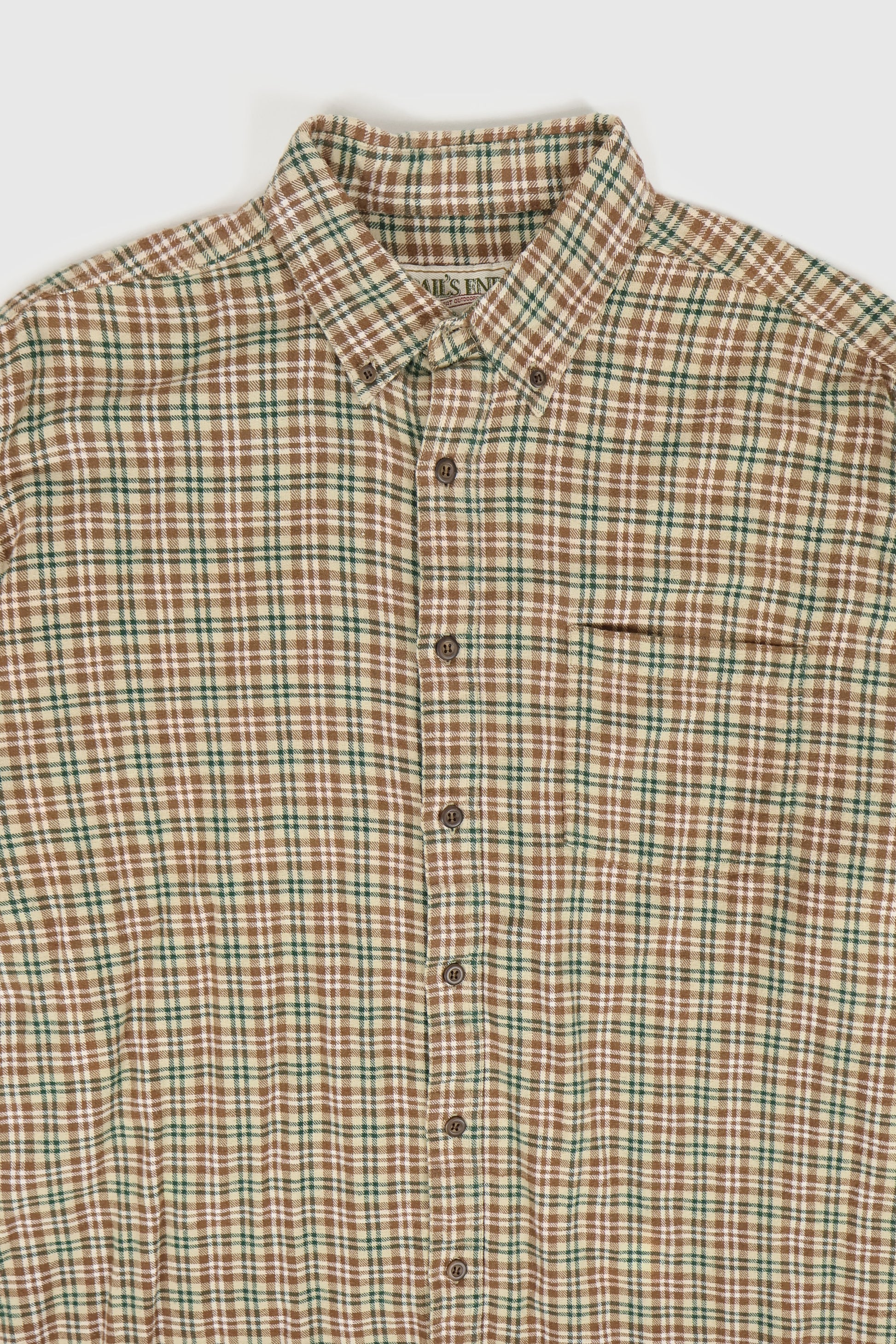 Vintage Brown Plaid Flannel Button-Down Shirt Image 1