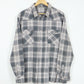 Grey Plaid Snap Button Shirt