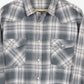 Grey Plaid Snap Button Shirt