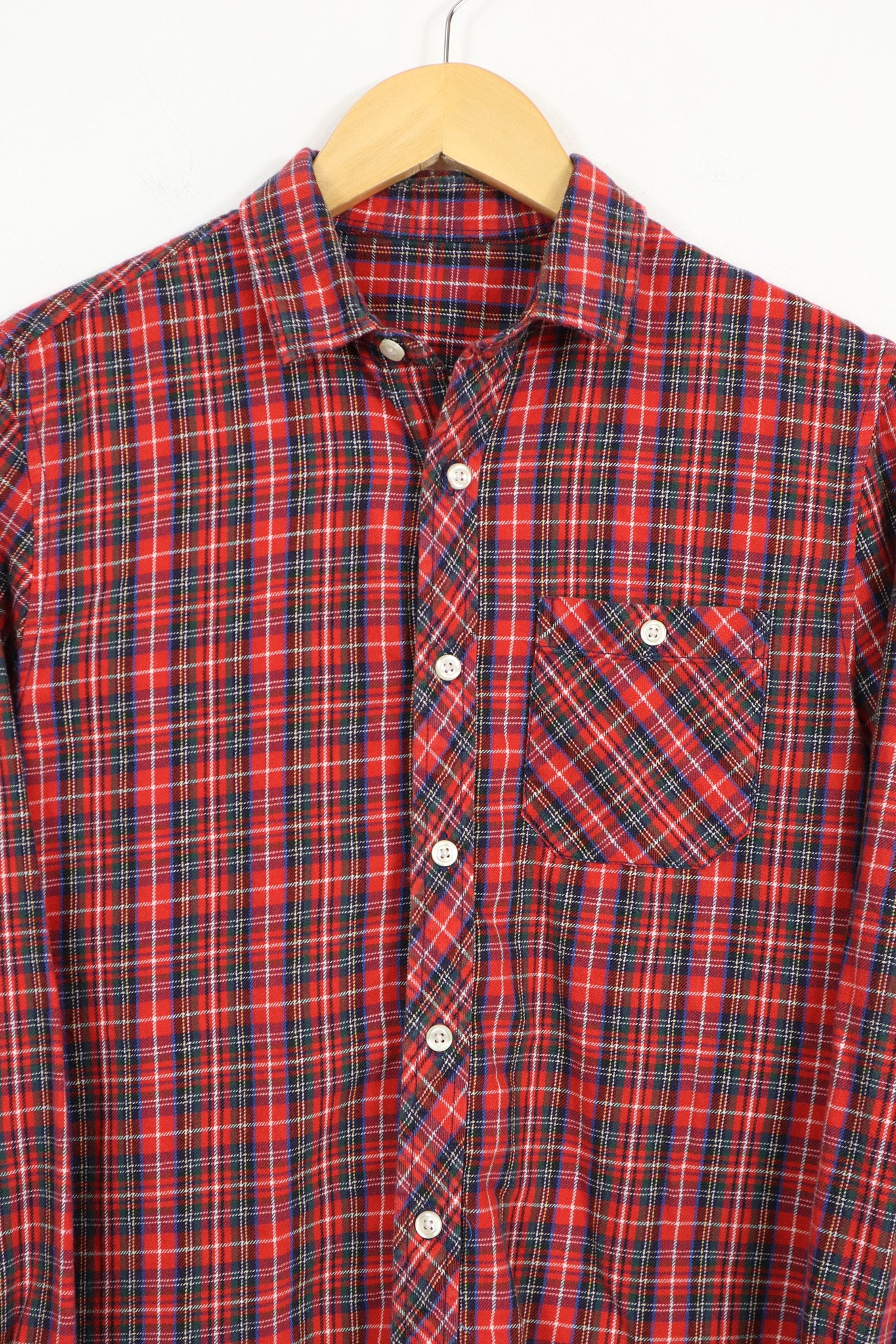 Red Plaid Button-Down Shirt