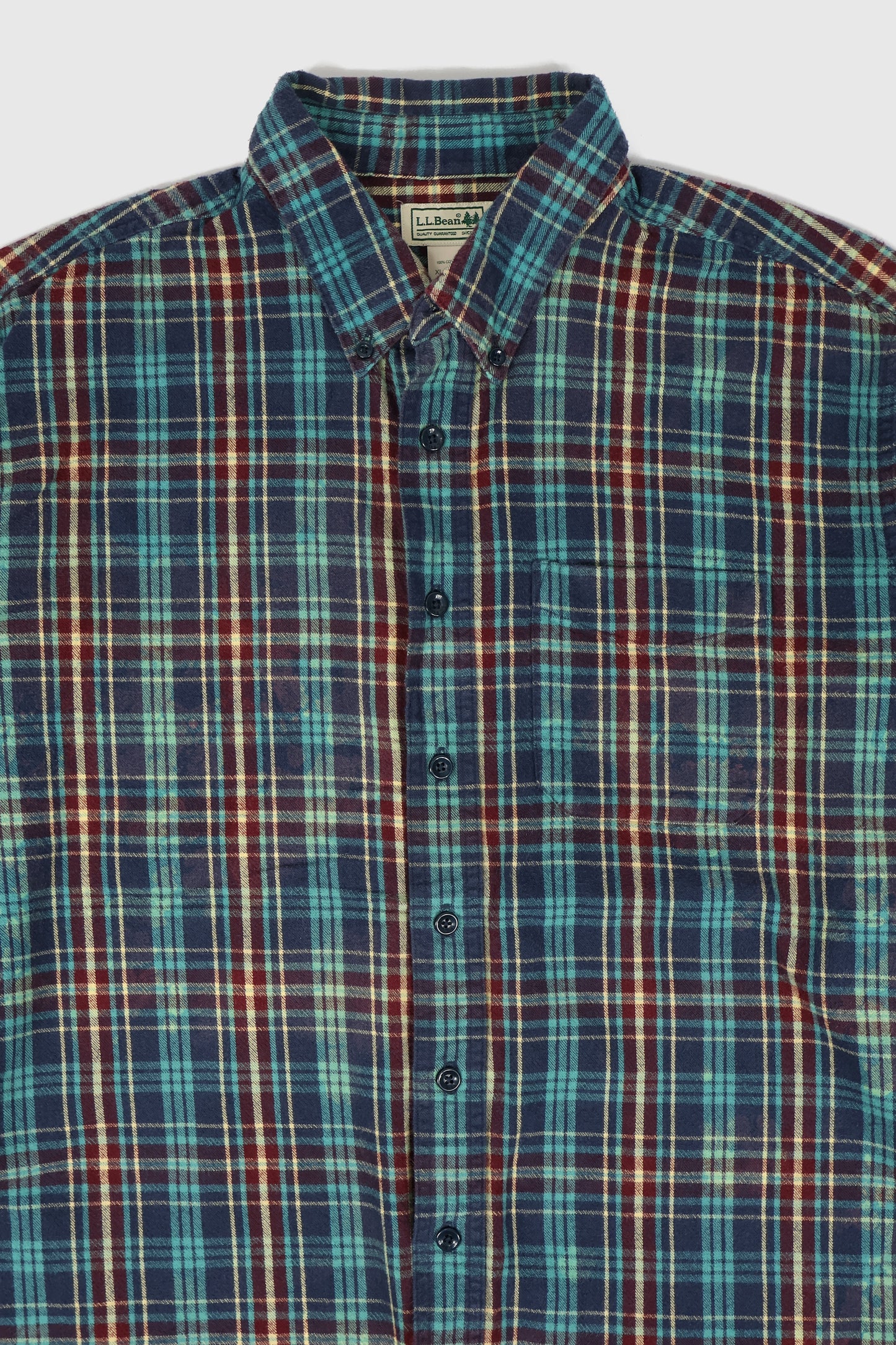 Vintage L.L. Bean Green Plaid Flannel Button-Down Shirt