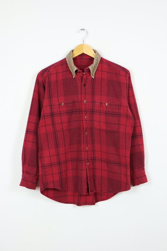 Vintage Frayed Corduroy Collar Button-Down Shirt