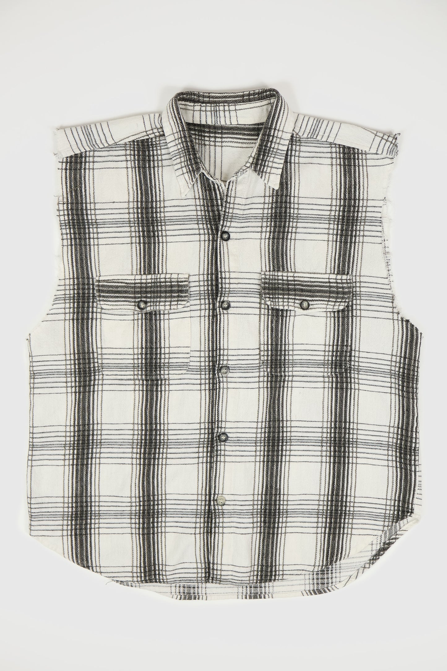 Vintage Sleeveless Plaid Button Down Shirt 02