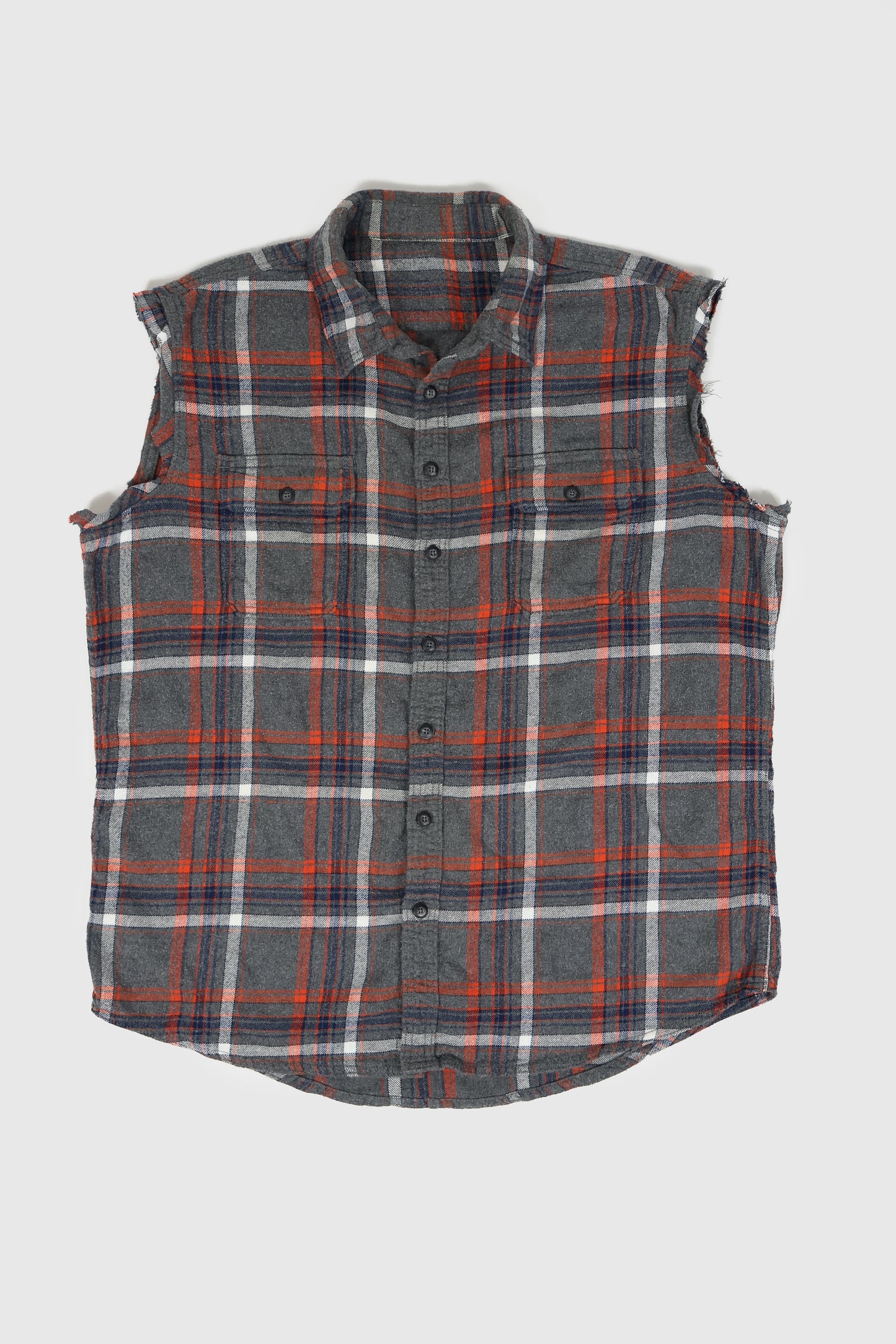 Vintage Sleeveless Flannel Button-Down Shirt 02