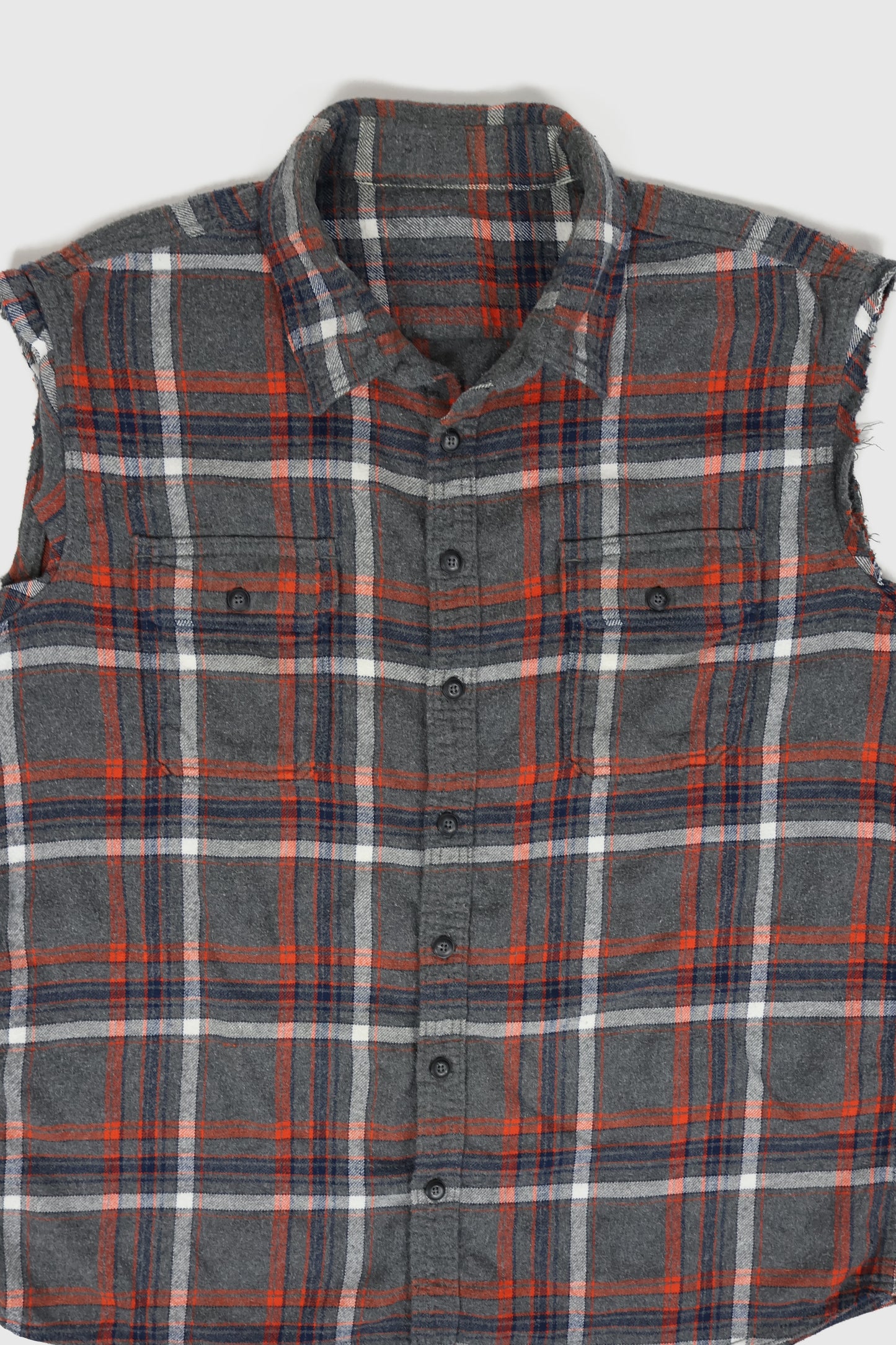 Vintage Sleeveless Flannel Button-Down Shirt 02