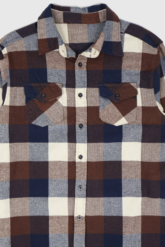 Vintage Brown Plaid Button-Down Shirt