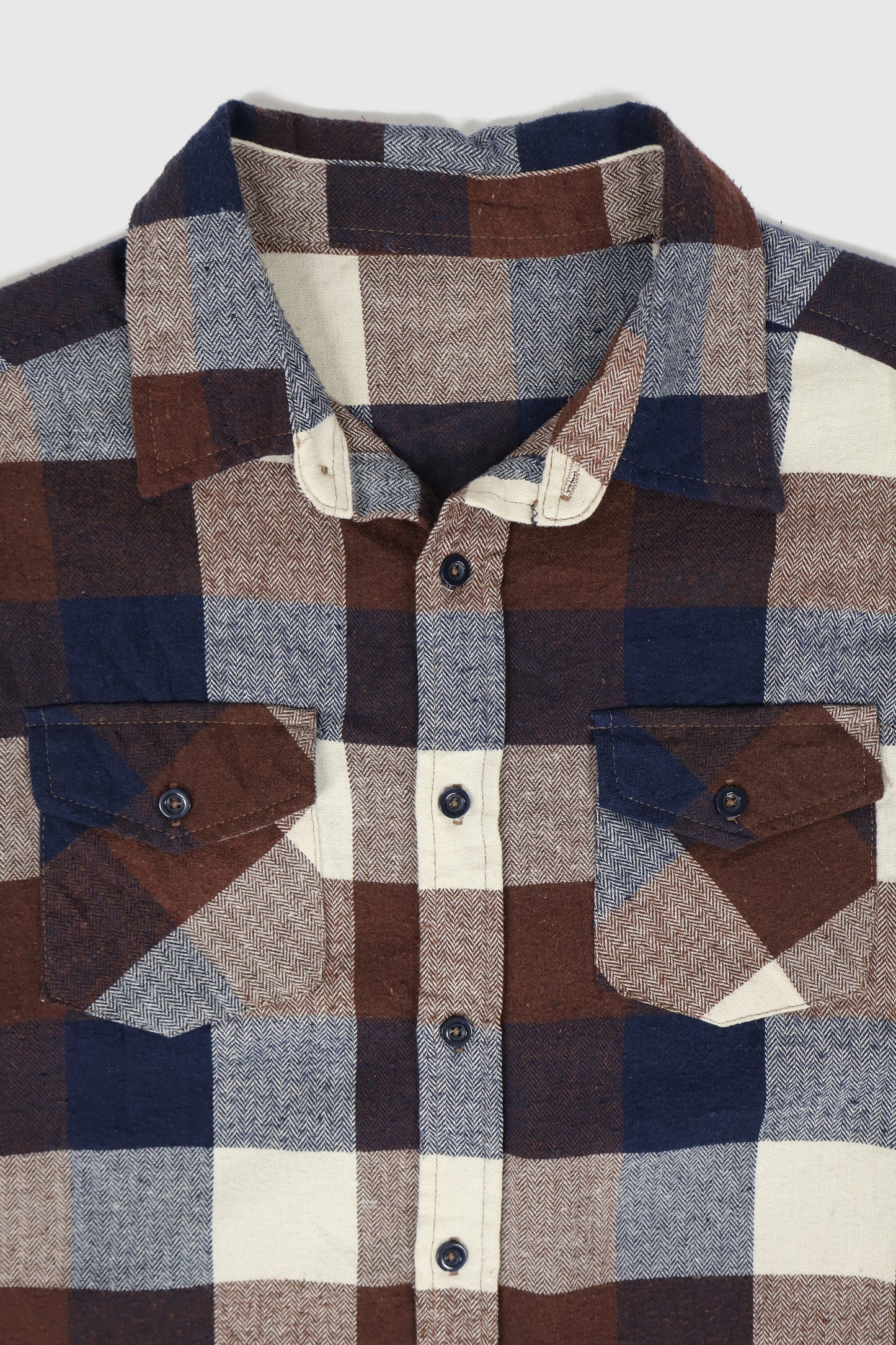 Vintage Brown Plaid Button-Down Shirt