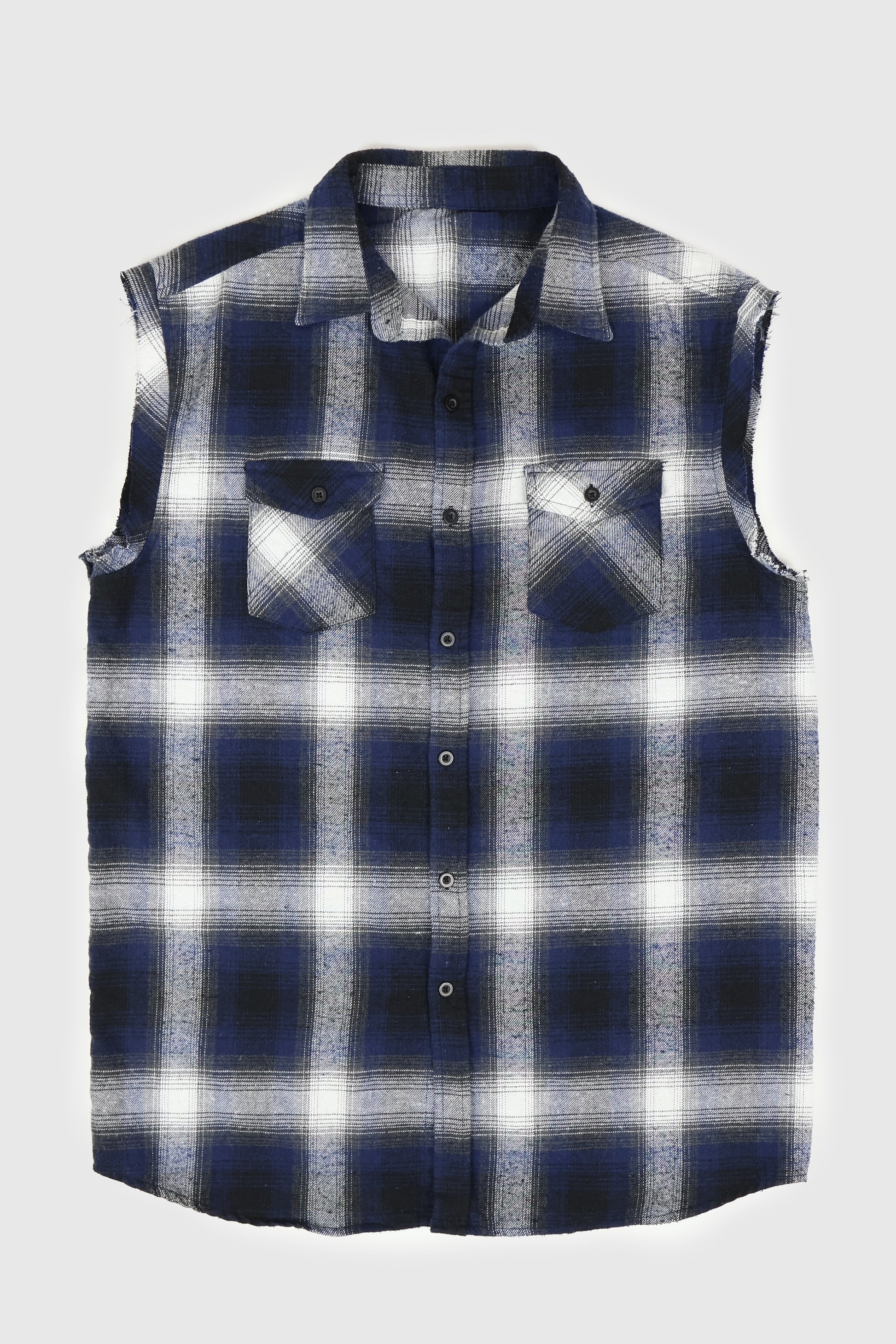 Vintage Flannel Sleeveless Button-Down Shirt Image 0