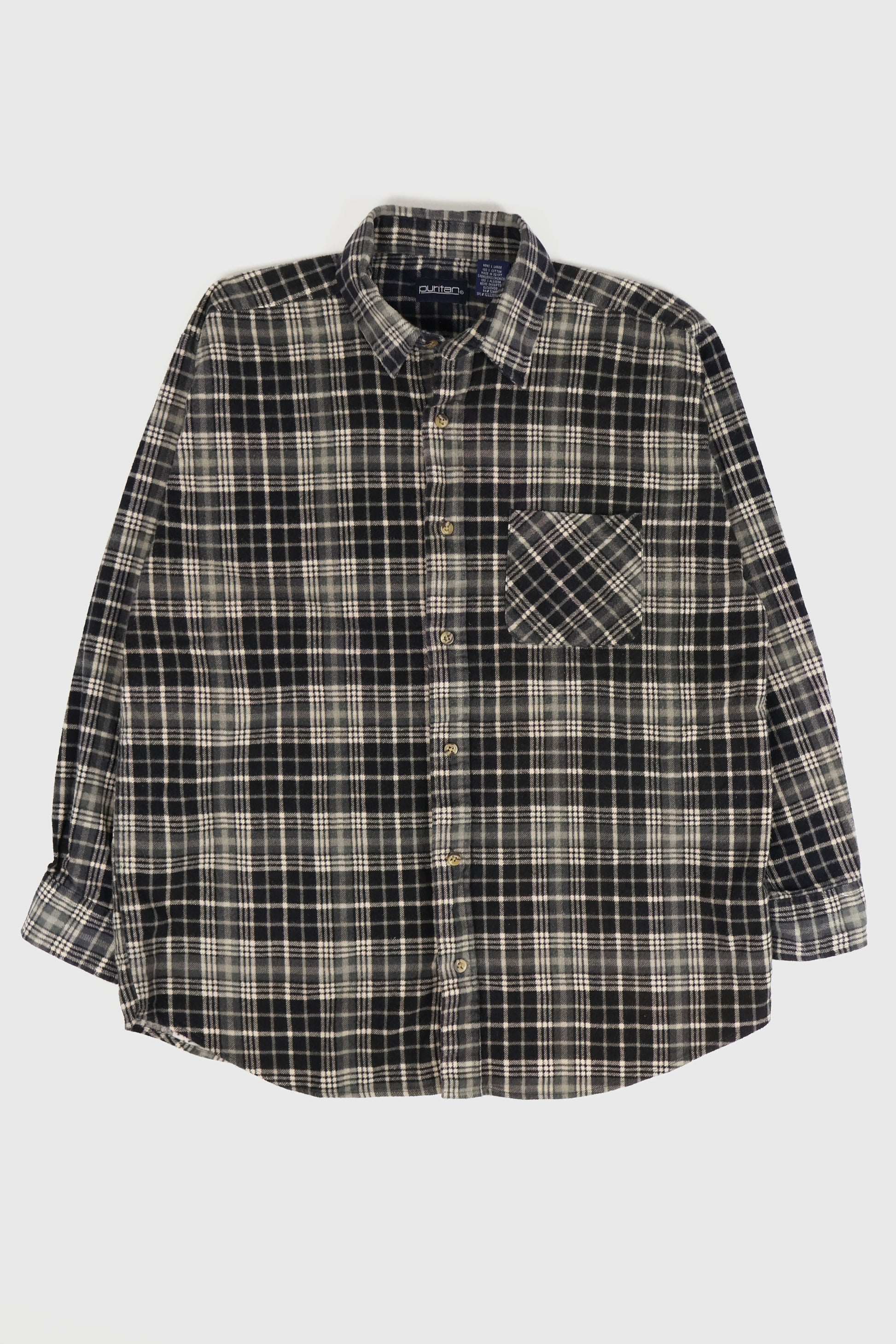 Vintage Black Flannel Button-Down Shirt Image 0