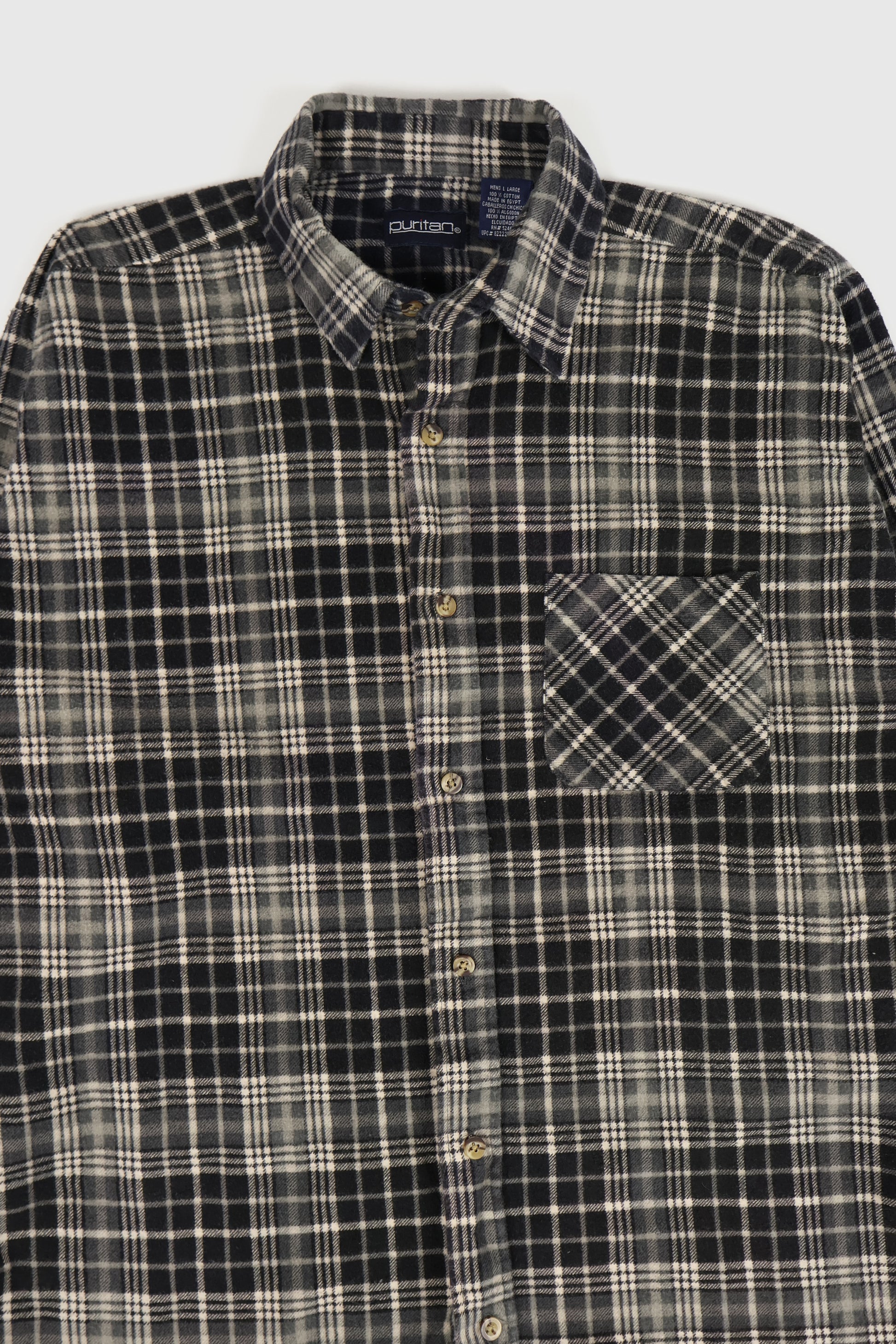 Vintage Black Flannel Button-Down Shirt Image 1