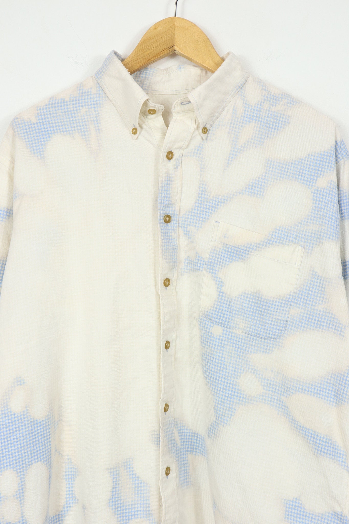 Vintage Bleached Houndstooth Button-Down Shirt