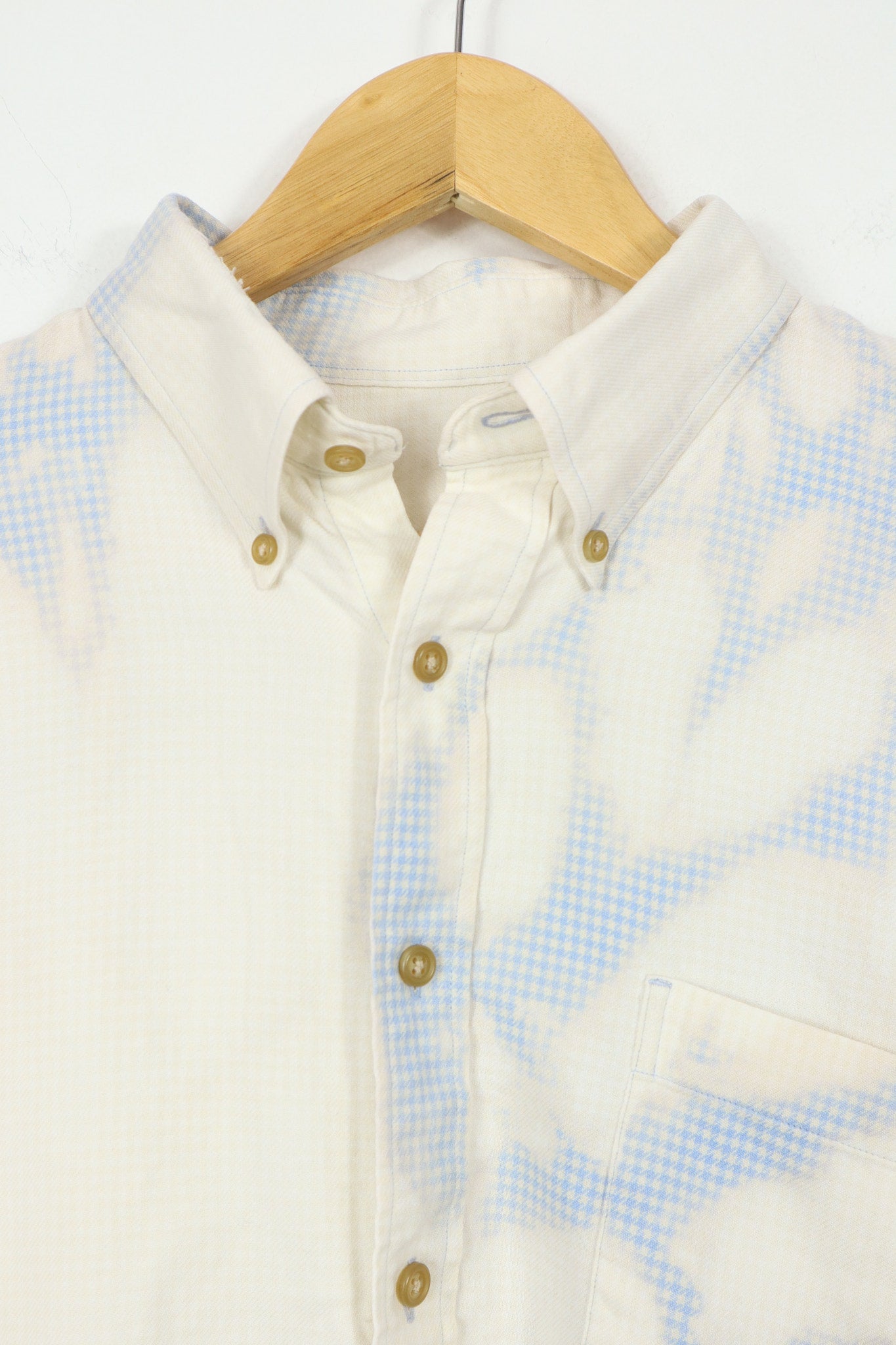 Vintage Bleached Houndstooth Button-Down Shirt