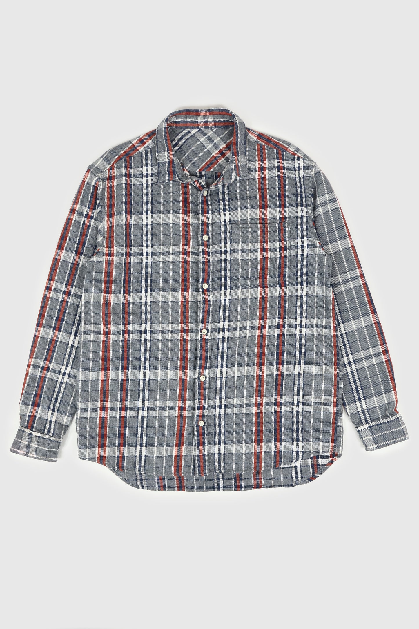 Vintage Grey Plaid Button-Down Shirt