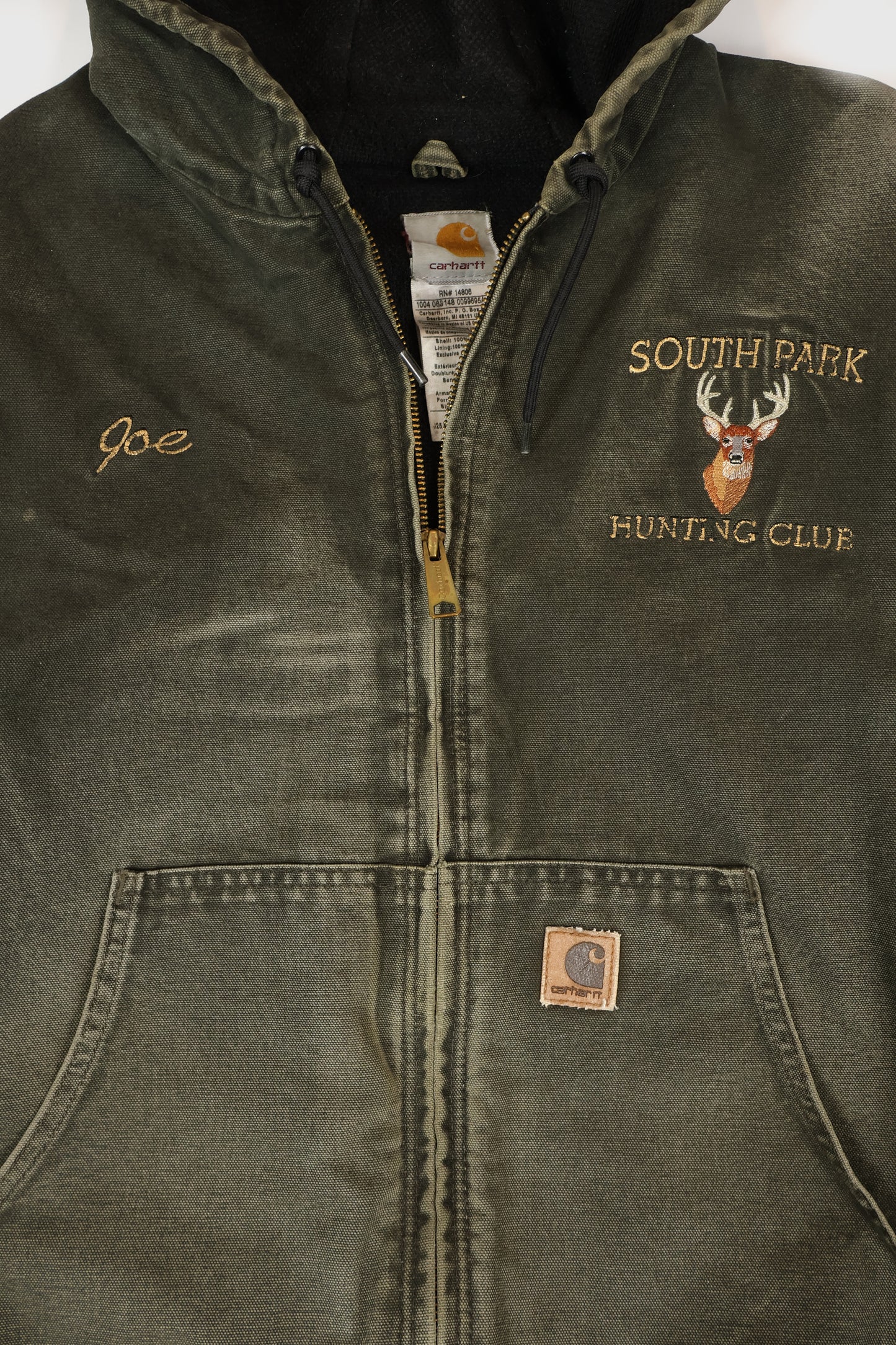 Vintage Carhartt South Park Hunting Club Hooded Jacket Image 2