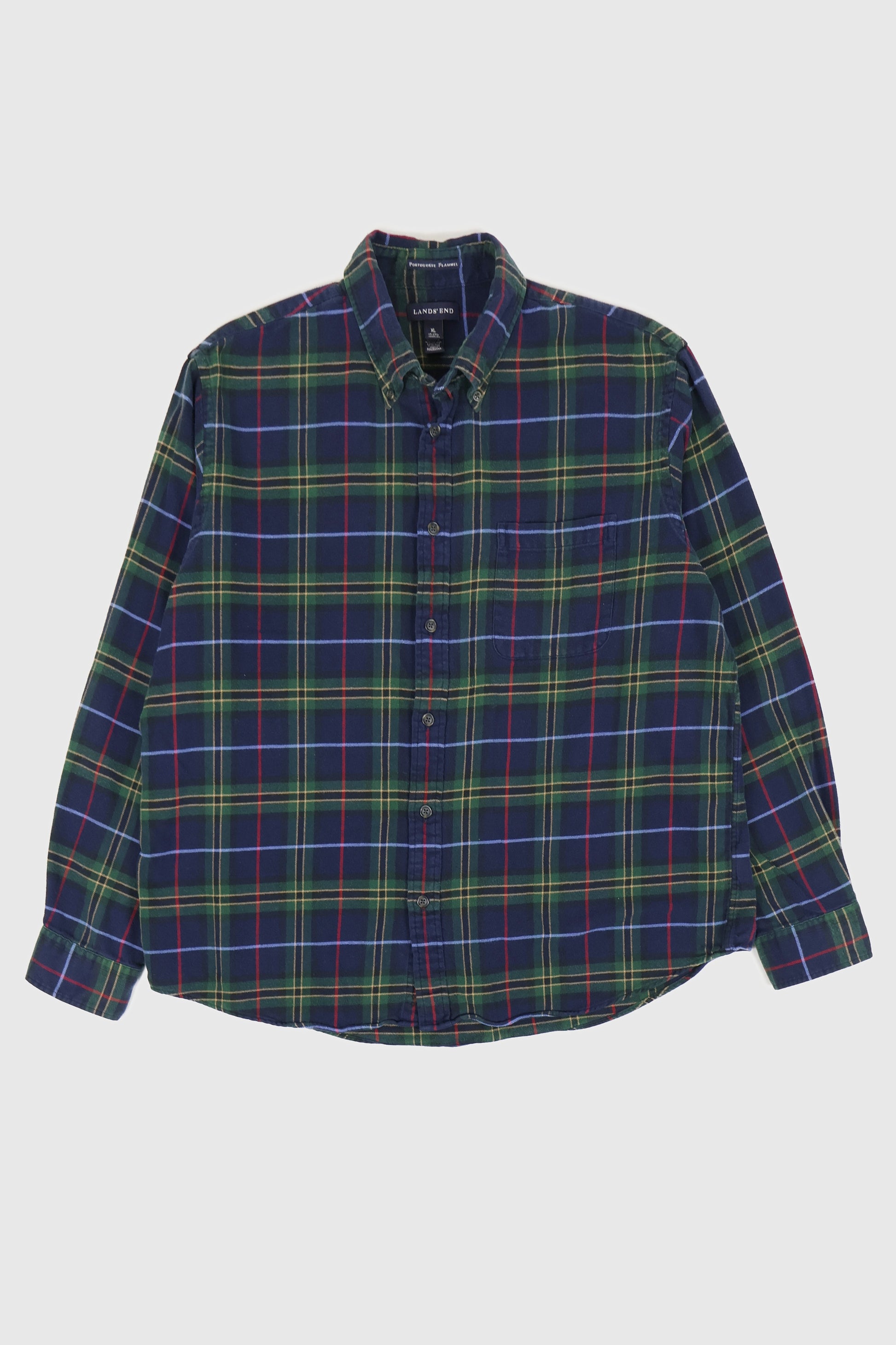 Vintage Green Plaid Flannel Button-Down Shirt Image 0