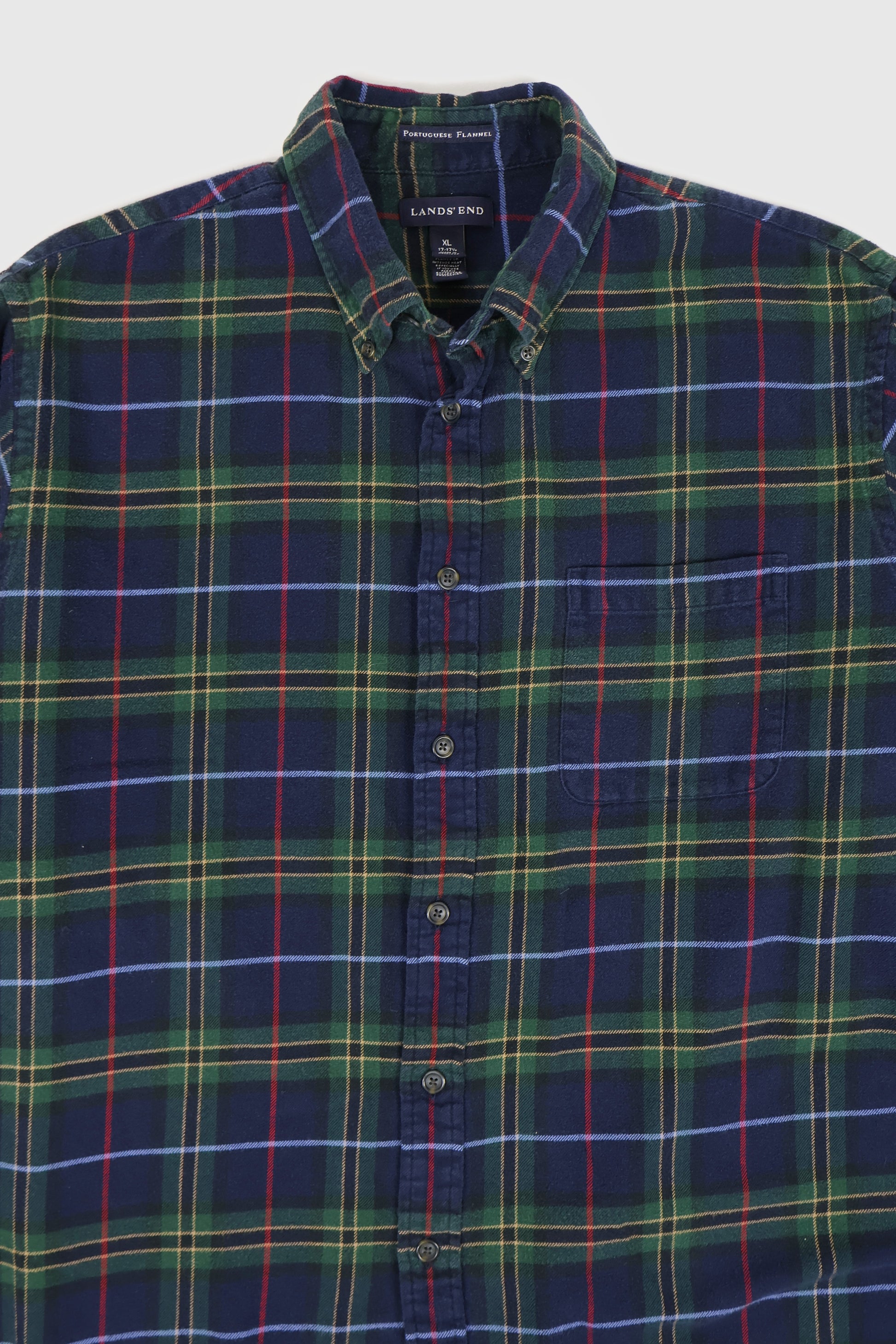 Vintage Green Plaid Flannel Button-Down Shirt Image 1