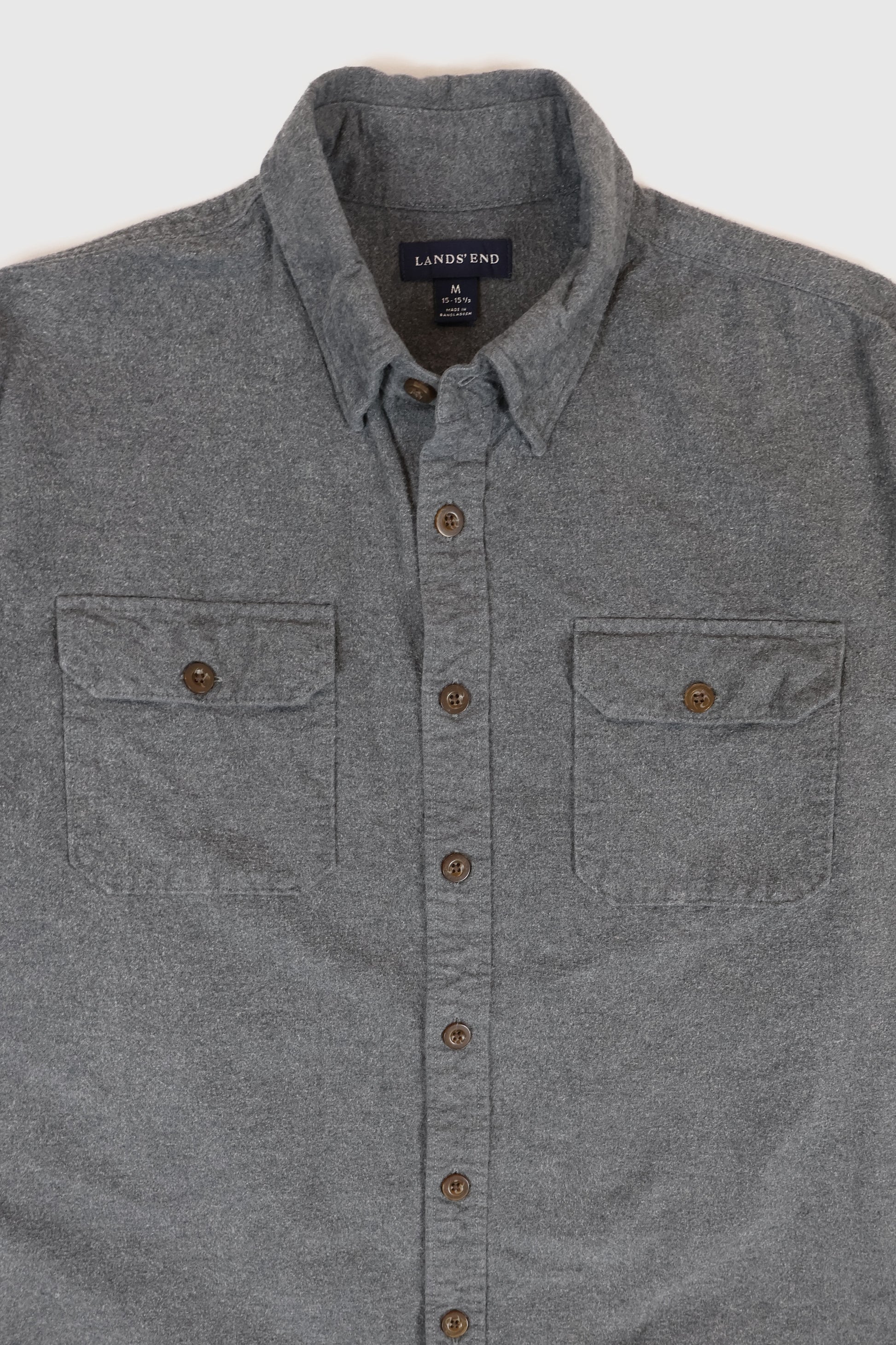 Vintage Land's End Flannel Button-Down Shirt Image 1