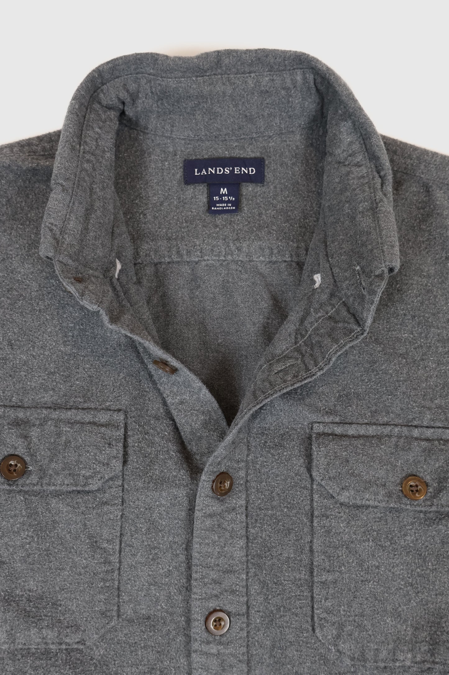 Vintage Land's End Flannel Button-Down Shirt Image 2