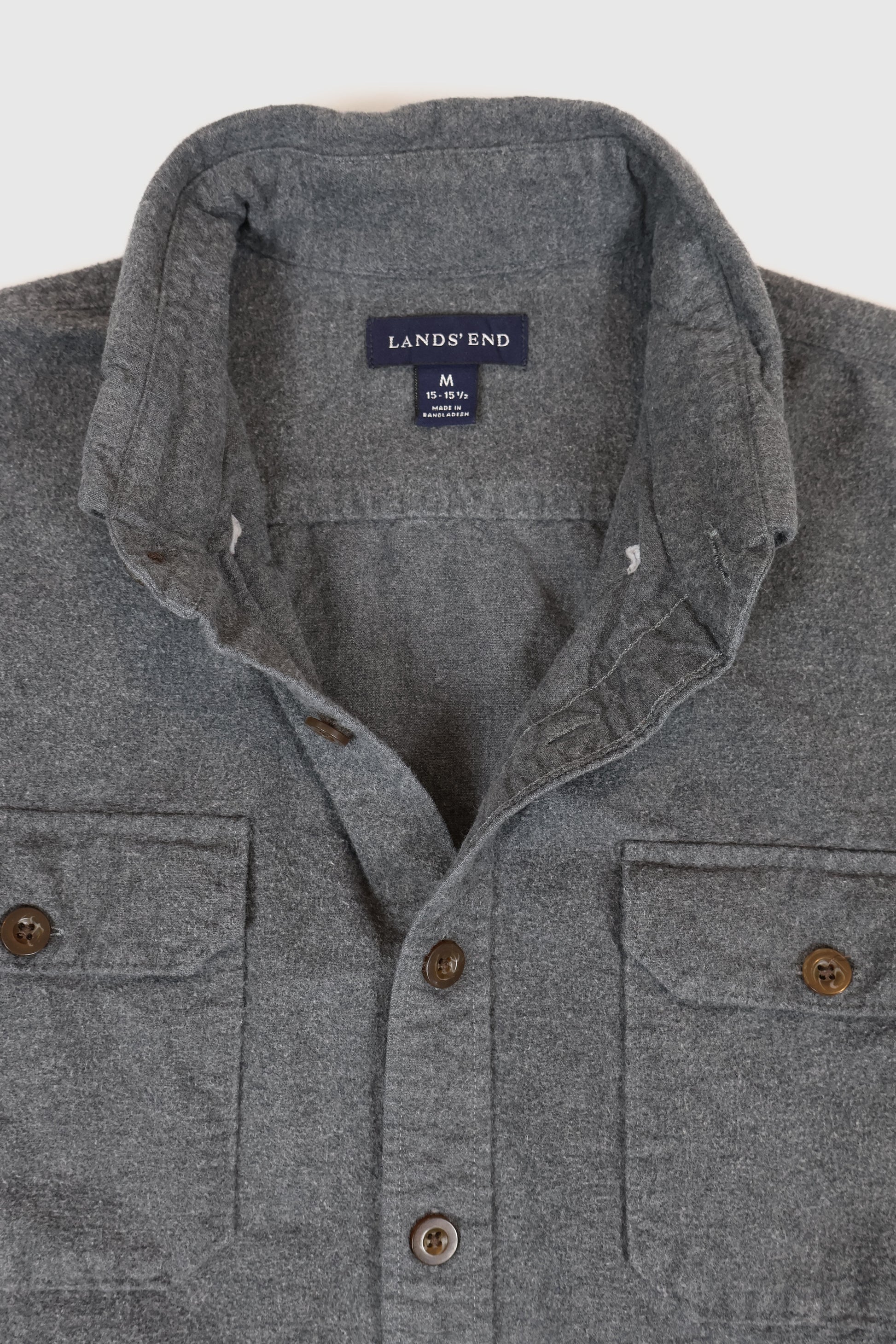 Vintage Land's End Flannel Button-Down Shirt Image 2