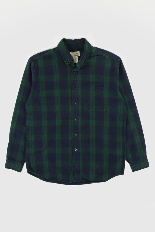 Vintage L.L. Bean Green Plaid Flannel Button-Down Shirt Image 0